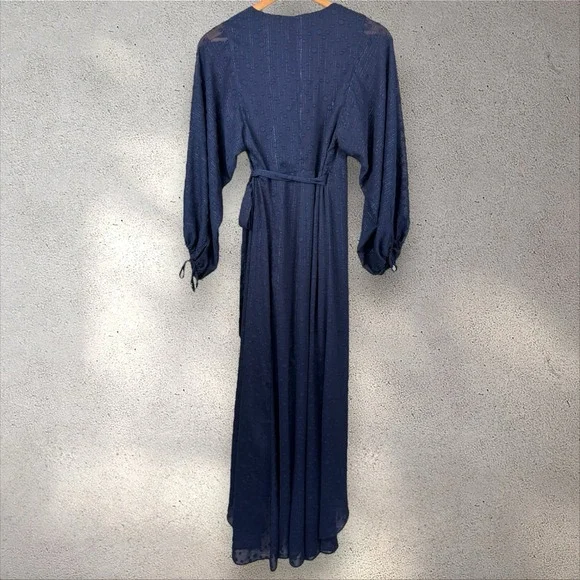 Anthropologie Hutch Leigh Wrap‎ Maxi Dress Balloon Sleeve Belted Sz XS NWT - Picture 7 of 8